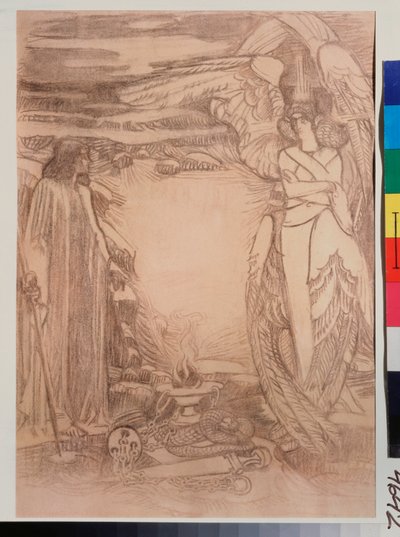Ilustración para el poema Prophete de Alexandre Pouchkine (1799-1837) (ilustración para el poema Prophet de A Pushkin) - Dibujo de Mikhail Alexandrovich Vrubel (Vrubel) (1856-1910), sanguina sobre papel de Mikhail Aleksandrovich Vrubel