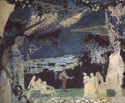 Italia. Noche en Nápoles. Diseño de telón para la Ópera Privada Rusa, 1891 de Mikhail Aleksandrovich Vrubel