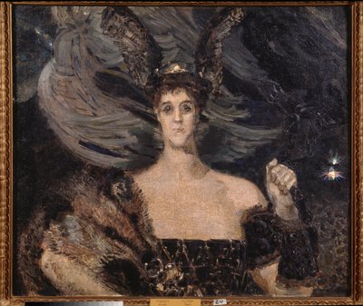 La Valquiria, Retrato de la Artista y Patrona Condesa María Tenisheva (La Valquiria, Retrato de la Artista y Patrona Condesa María Tenisheva) - Pintura de Mikhail Alexandrovich Vrubel (Vrubel) (1856-1910), óleo sobre tela de Mikhail Aleksandrovich Vrubel