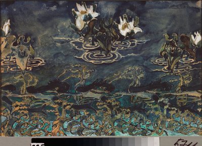 Nenuphars (nympheas) (nenúfares) - Obra de Mikhail Alexandrovich Vrubel (Vrubel) (1856-1910), acuarela y gouache sobre papel, arte ruso de los siglos XIX y XX, art nouveau - Museo Estatal Abramtsevo Estate, Moscú de Mikhail Aleksandrovich Vrubel
