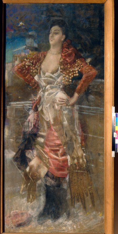 Retrato de la bailarina y actriz Caroline (Carolina) Otero, conocida como La Belle Otero (1868-1965). Cortesana de la Belle Epoque. Obra de Mikhail Alexandrovich Vrubel (Vrubel) (1856-1910), pastel sobre lienzo de Mikhail Aleksandrovich Vrubel