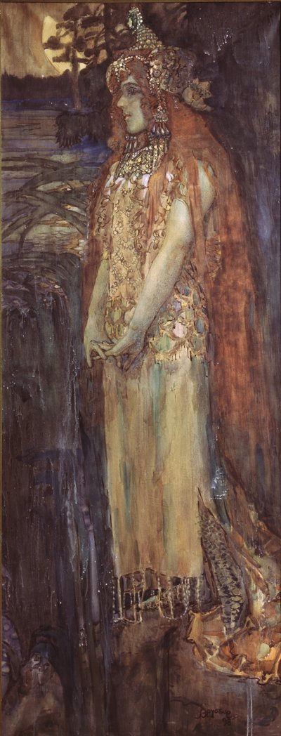 Cantante Nadezhda Zabela-Vrubel como la Princesa Volkhova en la ópera Sadko de N. Rimsky-Korsakov, 1898 de Mikhail Aleksandrovich Vrubel