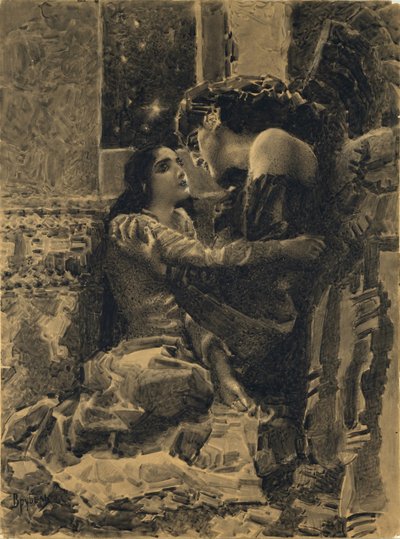 Tamara y Demonio. Ilustración del poema El Demonio de Mijaíl Lérmontov de Mikhail Aleksandrovich Vrubel