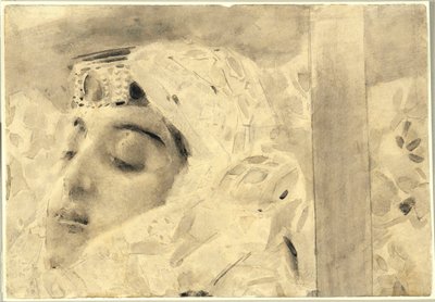 Tamara en un ataúd - Ilustración del poema ""El demonio"" de Mikhail Lermontov (1814-1841) - Obra de arte de Mikhail Alexandrovich Vrubel (Vrubel) (1856-1910) de Mikhail Aleksandrovich Vrubel
