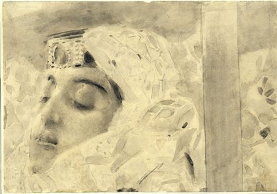 Tamara en el ataúd. Ilustración del poema El Demonio de Mijaíl Lérmontov, 1890-1891 de Mikhail Aleksandrovich Vrubel