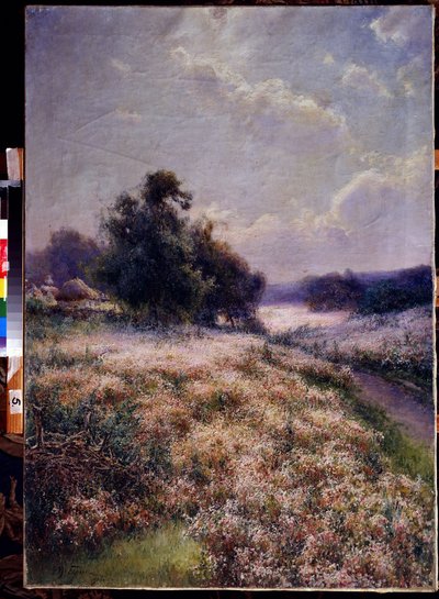 Pre fleuri (Pradera en flor). Pintura Mikhail Andreyevich Berkos (1861-1919). Huile sur toile de Mikhail Andreyevich Berkos