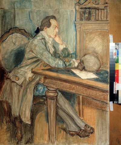 Johann Wolfgang von Goethe (1749-1832) descubriendo el hueso intermaxilar humano el 27 de marzo de 1784 (Johann Wolfgang von Goethe descubrió el hueso intermaxilar humano el 27 de marzo de Mikhail Dmitrievich Ezuchevsky