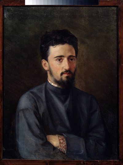 Retrato del escritor Vsevolod Mikhailovich Garshin (1855-1888) (Retrato del autor V.M. Garshin). Pintura de Mikhail Georgievich Malyshev (1852-1914), óleo sobre lienzo de Mikhail Georgievich Malyshev
