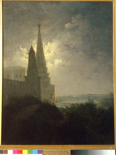 Vista del Kremlin de Moscú y Zamoskvorechye de noche por Bocharov, Mikhail Ilyich (1831-1895). Óleo sobre lienzo de Mikhail Ilyich Bocharov