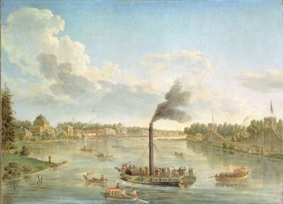 Gran Palacio de Peterhof en el Golfo de Finlandia, 1761 de Mikhail Ivanovich Makhaev