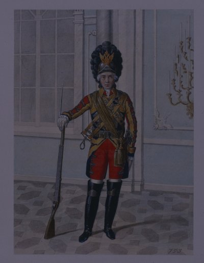 Oficial del Regimiento de Caballería de la Guardia Real en 1764-1796, principios de 1840 de Mikhail Ivanovich Terebenev