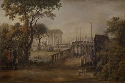 Cambio de guardia en el Prado de la Zarina en San Petersburgo, 1799 de Mikhail Matveevich Ivanov