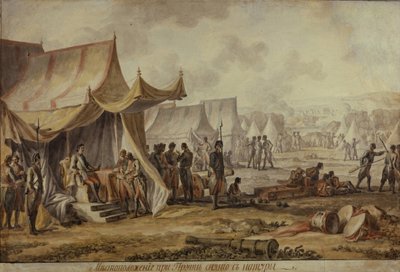 Pedro I en el río Prut, 1804 de Mikhail Matveevich Ivanov