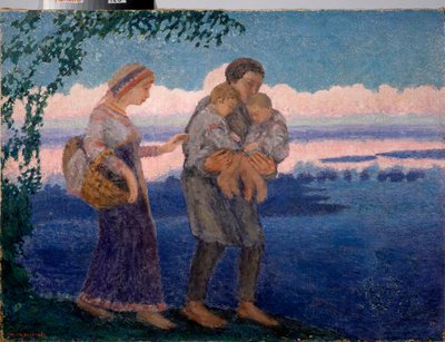 Noche de regreso a casa - Pintura de Mikhail Nikolayevich Yakovlev (1880-1942), óleo sobre lienzo de Mikhail Nikolayevich Yakovlev
