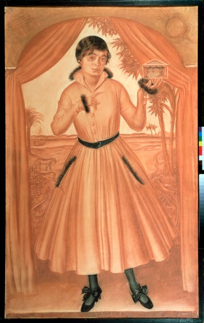 Retrato de la esposa del artista - Obra de Alexander Yevgenyevich Yakovlev (1887-1938), tiza negra y tiza roja sobre papel, ca. 1917, arte ruso del siglo XX, modernismo - Museo Estatal Ruso, San Petersburgo de Mikhail Nikolayevich Yakovlev