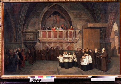 ""Vísperas en la Iglesia de San Francisco de Asís, Italia"" Pintura de Mikhail Petrovich Botkin (1839-1914) 1871 Galería Estatal Tretyakov, Moscú de Mikhail Petrovich Botkin
