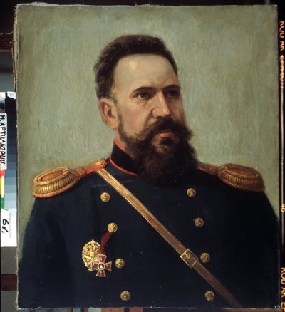 "Retrato del soldado e ingeniero Sergei Mosin (1849-1902), inventor del fusil Mosin-Nagant (Mosin Nagant)". Pintura de Mikhail Gerets (1900-1942) 1941 Museo Estatal Central de Artillería, San Petersburgo de Mikhail Petrovich Gerets