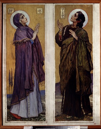 La Virgen y Juan el Bautista. Pintura de Mikhail Vasilyevich Nesterov (1862-1942), óleo sobre lienzo de Mikhail Vasilievich Nesterov