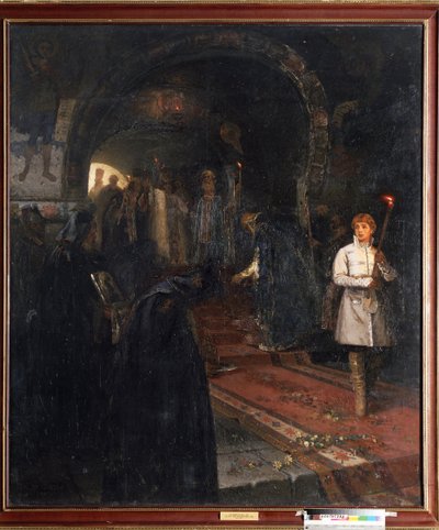 Los suplicantes en la corte del zar. En el momento del matrimonio de Iván III el Grande (1462-1505) con Sofía (de soltera Zoe Paleologue, ca. 1455-1503) en 1472, el gran príncipe quiso hacer de Moscú la tercera Roma. Pintura de Mikh de Mikhail Vasilievich Nesterov