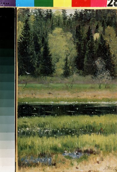 El paisaje. Pintura de Mikhail Vasilyevich Nesterov (1862-1942), óleo sobre tabla de Mikhail Vasilievich Nesterov