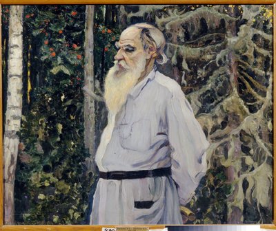 Retrato del autor Leon N. Tolstoi (1828-1910) (Retrato del escritor León N. Tolstoi). Pintura de Mikhail Vasilyevich Nesterov (1862-1942), óleo sobre lienzo de Mikhail Vasilievich Nesterov