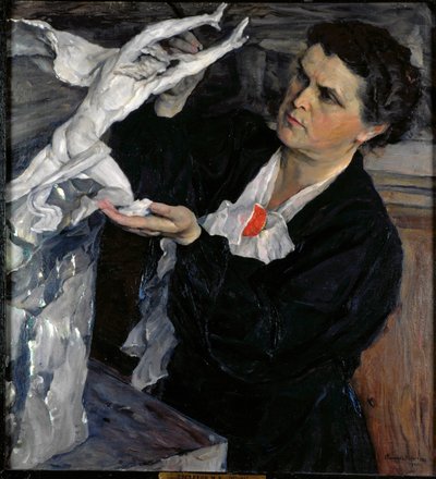 Retrato de la escultora Vera Mukhina (Mukhina) (1889-1953). Pintura de Mikhail Vasylievich Nesterov (1862-1942), óleo sobre lienzo de Mikhail Vasilievich Nesterov