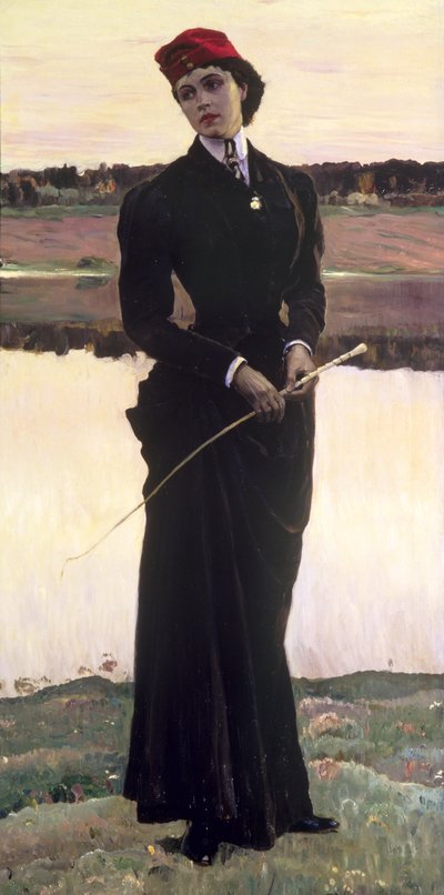 Retrato de Olga Nesterova o, Mujer con traje de montar, 1906 de Mikhail Vasilievich Nesterov