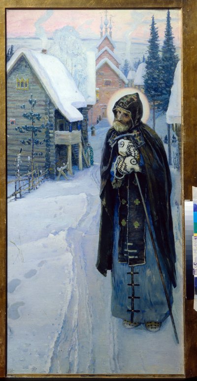 Sergio de Radonezh (1313-1392) - Los trabajos de San Sergio (Tríptico, parte derecha) por Nesterov, Mikhail Vasilyevich (1862-1942) de Mikhail Vasilievich Nesterov