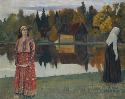 Junto al lago, 1924 de Mikhail Vasilievich Nesterov