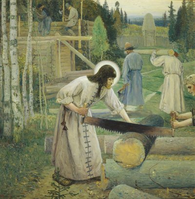 Tríptico de los trabajos de San Sergio, Parte central, 1896 de Mikhail Vasilievich Nesterov