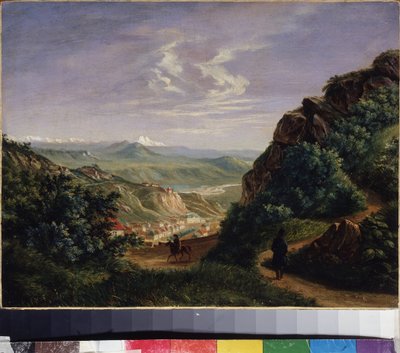 Vista de Pyatigorsk, Rusia (Vista de Pyatigorsk). Pintura de Mikhail Yuryevich Lermontov (1814-1841), óleo sobre lienzo de Mikhail Yuryevich Lermontov