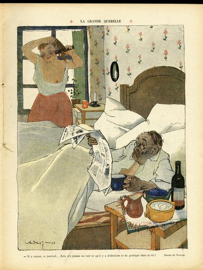 Ilustración de Miklos Vadasz (1884-1927) en Lectura de Miklós Vadász