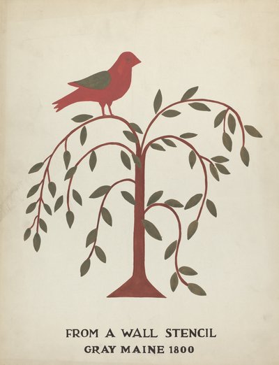 Diseño de Gray, Maine 1800 (no. 1): De la cartera propuesta "Plantillas de pared de Maine" de Mildred E. Bent