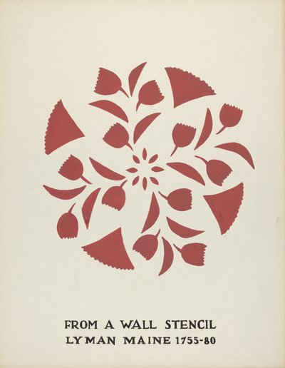 Diseño de Lyman, Maine 1755-1780: De la cartera propuesta "Plantillas de pared de Maine" de Mildred E. Bent