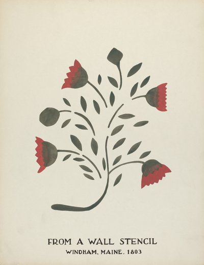 Diseño de Windham, Maine 1803: De la cartera propuesta "Plantillas de pared de Maine" de Mildred E. Bent