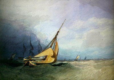 Marina con barcos de Miles Edmund Cotman