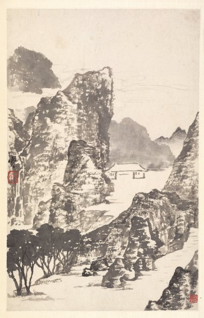 Paisaje después de Mi Fu, 1788 de Min Zhen