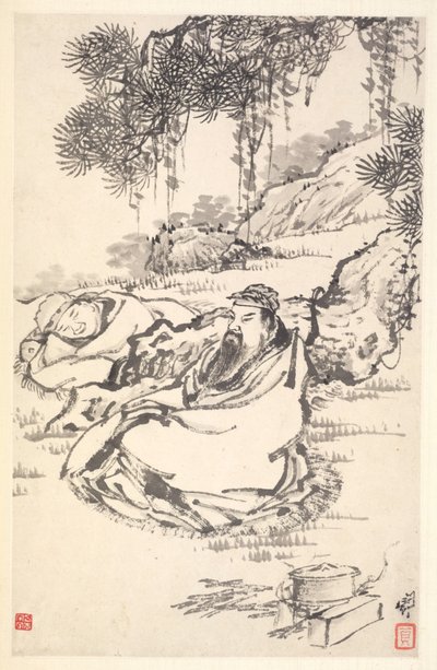 Lu Tong y sirviente, 1788 de Min Zhen
