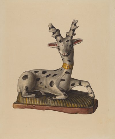Ciervo de tiza, c.1938 (acuarela) de Mina Lowry