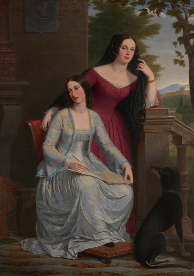 Dos mujeres en un paisaje italiano de Miner Kilbourne Kellogg