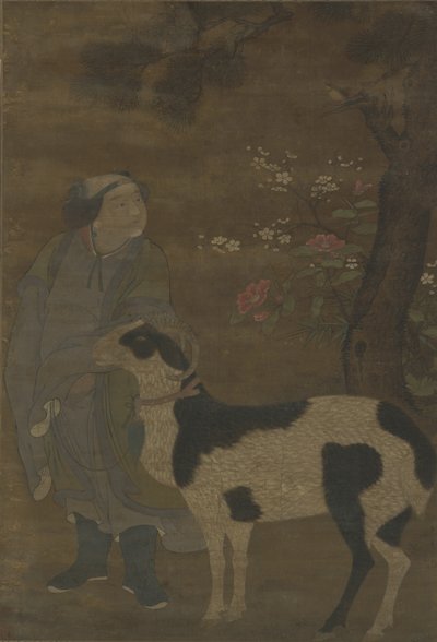 Un niño noble y su cabra de Ming Dynasty Chinese School