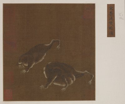 Un par de sapos de tres patas de Ming Dynasty Chinese School