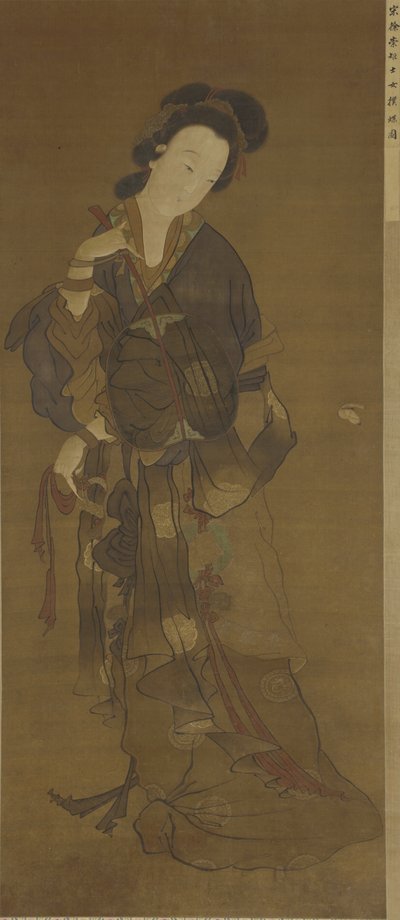 Una mujer y una mariposa, siglo XVI-XVII de Ming Dynasty Chinese School