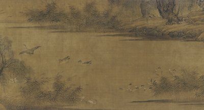 Aves en un estanque otoñal de Ming Dynasty Chinese School