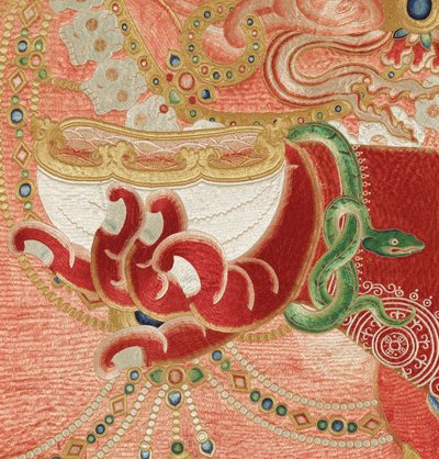 Detalle de Thangka imperial de seda bordada de Ming Dynasty Chinese School