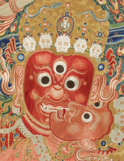 Detalle de Thangka imperial de seda bordada de Ming Dynasty Chinese School