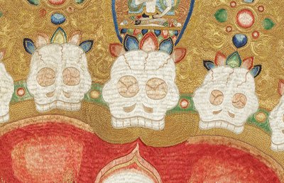 Detalle de Thangka imperial de seda bordada de Ming Dynasty Chinese School