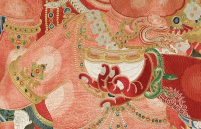 Detalle de Thangka imperial de seda bordada de Ming Dynasty Chinese School