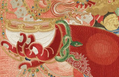 Detalle de Thangka imperial de seda bordada de Ming Dynasty Chinese School