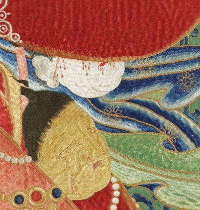 Detalle de Thangka imperial de seda bordada de Ming Dynasty Chinese School